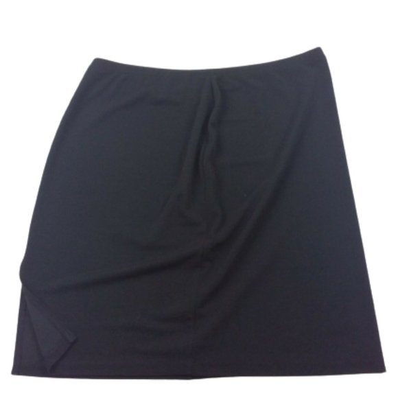 Susan Graver Pencil Skirt Pull-On Stretch Elastic Waist Career Business Black - Picture 2 of 6